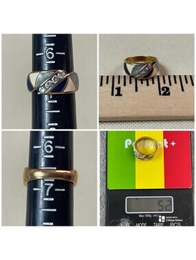 VTG 925 WAVE MULTI ENAMEL CZ STERLING SILVER VERMEIL RING 6.5